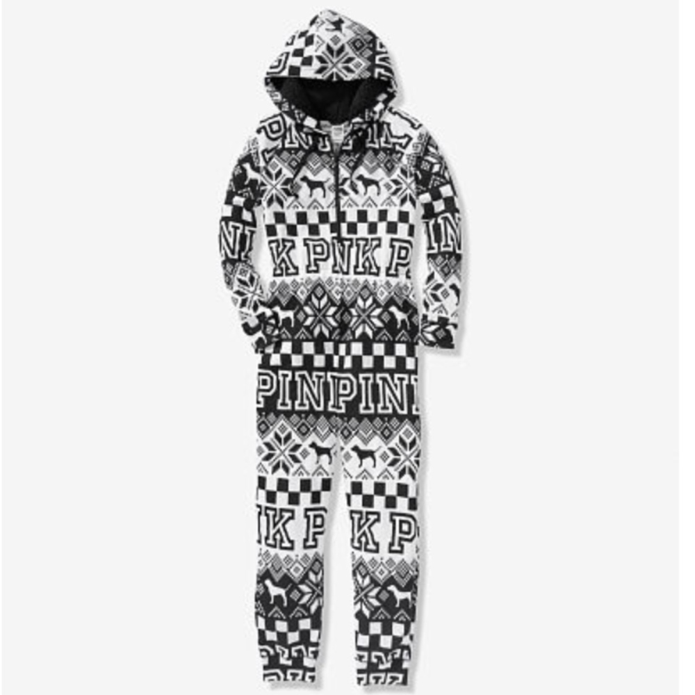 NWT Victorias Secret PINK Sherpa Hooded One Piece